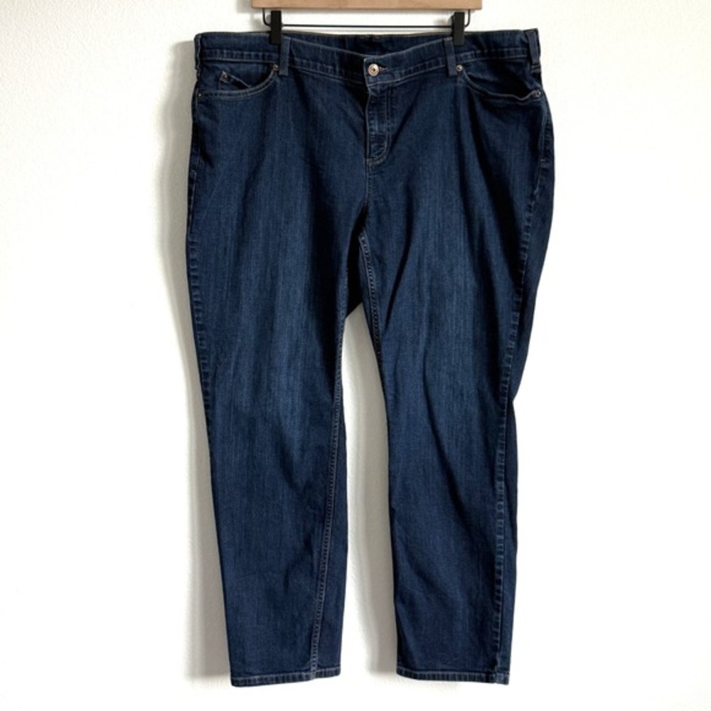 Duluth Trading Co Straight Leg Jeans 22W Dark Wash Indigo Workwear Classic Denim